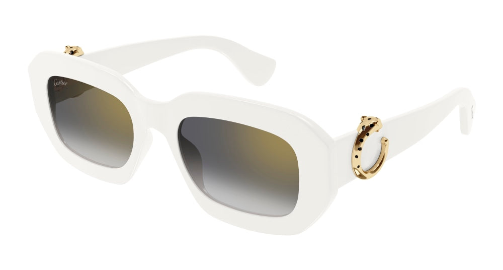 Cartier Sonnenbrille CT0546S-003 52-Eckig-Weiss-Damen